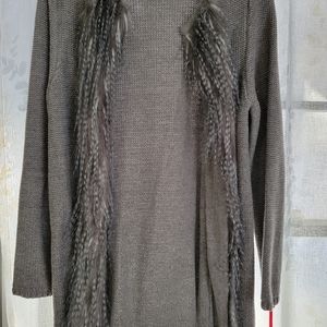 Women's Ruby Rd silver grey w faux fur collar size 14P